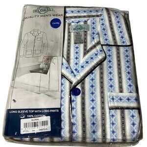 GLOBAL: Men's 100% Cotton Pajama Set, Long Sleeve Top & Long Pants, Size XL